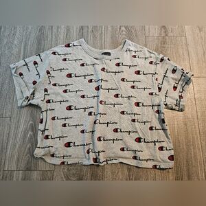 Champion Logo Crop top Tee Shirt 2X 2xl XXL